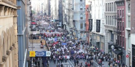 Aerial View [HD] Occupy Wall Street May Day March