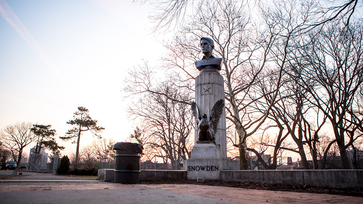 Artists secretly install Edward Snowden statue in Brooklyn park