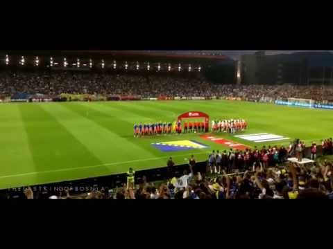 Bosnia fans during a match against Israel chanting “Palestina!”
