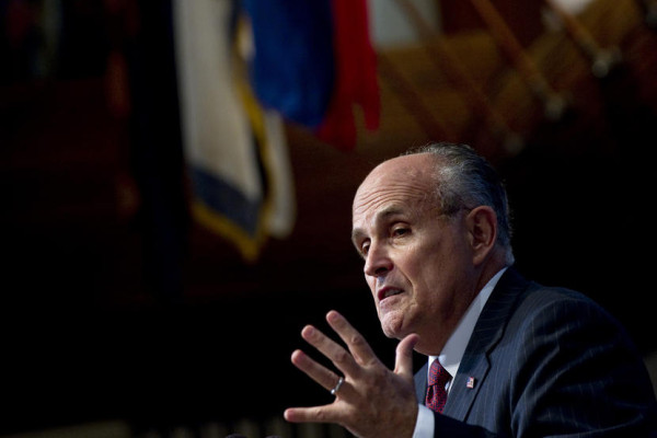 Former New York City Mayor Rudy Giuliani speaks about the upcoming 10th anniversary of the September 11, 2001 attacks at the National Press Club in Washington on September 6, 2011. AFP PHOTO/Saul LOEB (Photo credit should read SAUL LOEB/AFP/Getty Images)