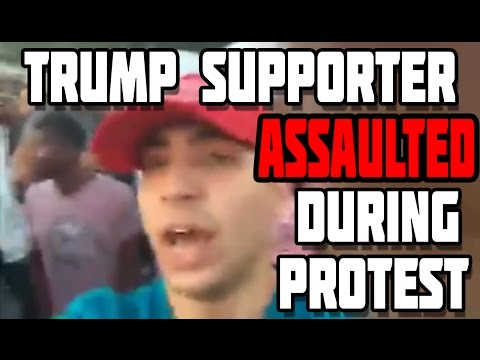 Trump Supporter Savagely Attacked for Wearing a Make America Great Again Hat At BLM Protest.