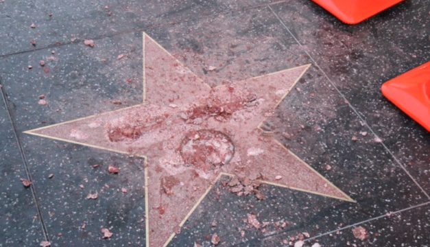 VIDEO: Trump’s Hollywood Star Smashed by Lunatic with Sledgehammer