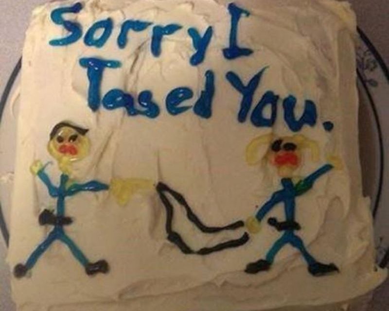 Cop Sends Woman Fake “Sorry I Tased You” Cake Picture After Tasing Her