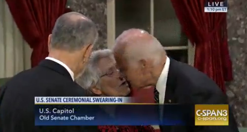 Biden Goes Viral After Kissing Chuck Grassley’s Wife on the Lips