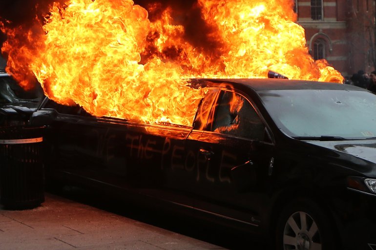 Oops! Anti-Trump Protesters Set Muslim Immigrant’s Limo On Fire