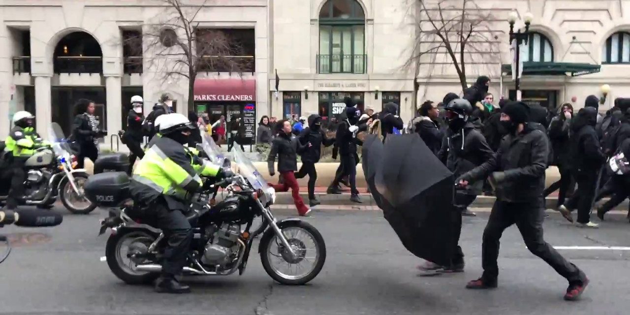 WATCH: DC Police Launch Flash Bang Grenades, Pepper Spray Protesters Prior To Inauguration