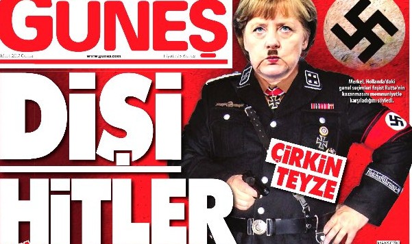 Turkish Daily Cover Displays Angela Merkel As Hitler