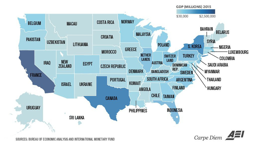 This Map Shows U.S. States Renamed For Countries With Similar GDPs