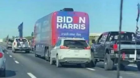 WATCH: Convoy of Trump Trucks ‘Escorts’ Biden Campaign Bus Out of Texas