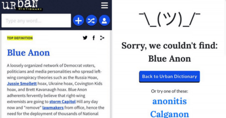 Urban Dictionary Bans “Blue Anon” Entry Defining Liberal Conspiracy Theorists; Google Censors Search