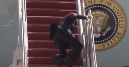 ‘Down Goes Biden’: Watch the President Fall-Up the Stairs to Air Force One