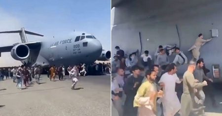 Watch: 100s of U.S. Citizens Scramble Aboard C-17 as Taliban Declares “Islamic Emirate of Afghanistan”