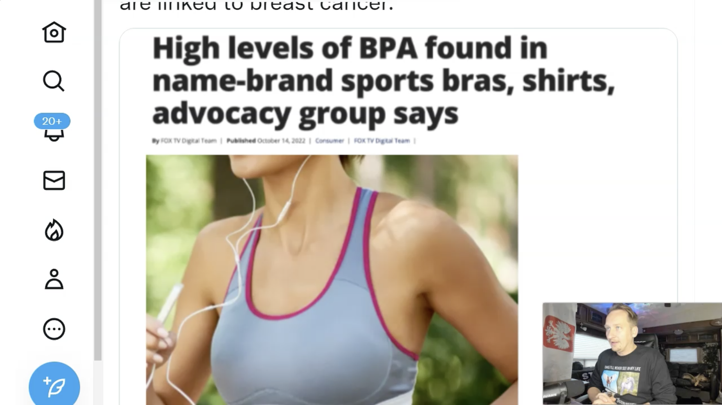 High levels of BPA found in name-brand sports bras, shirts, advocacy group  says